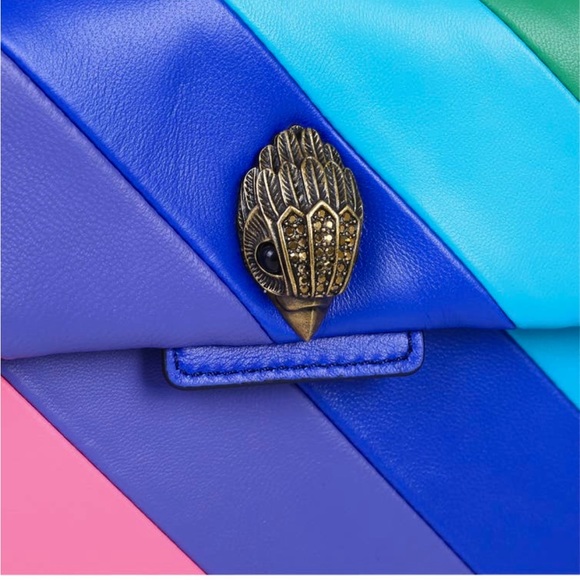Kurt Geiger Large Rainbow Stripe Leather Kensington Shoulder Crossbody Bag - Picture 3 of 8